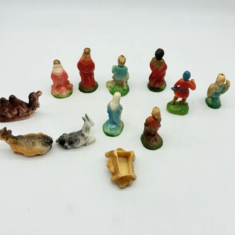 Hard Plastic Nativity Pieces Set 12 Made In Hong Kong